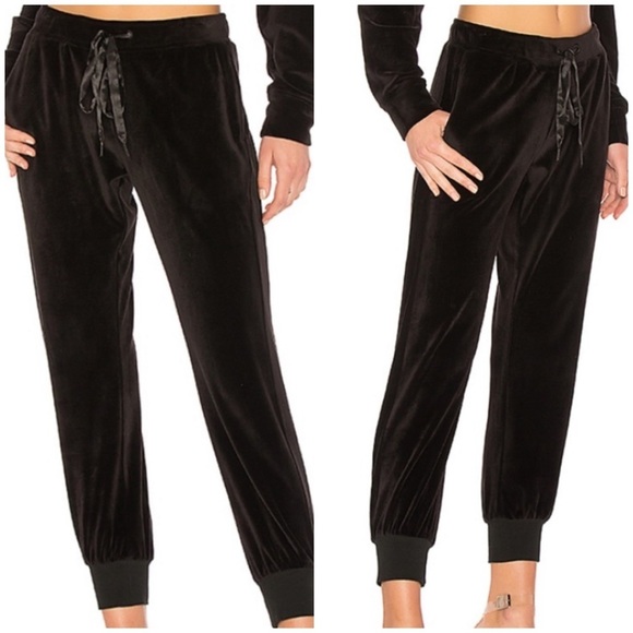 Black Velvet Heartbreaker Tie-Waist Jogger Pants Track Pants - Picture 1 of 9